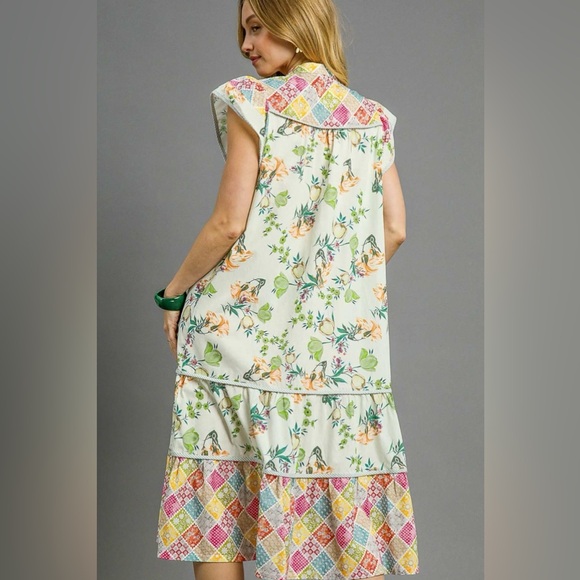 Pink and Green Ruffled Tiered Sundress - Picture 2 of 4